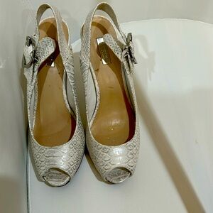 White and silver heels